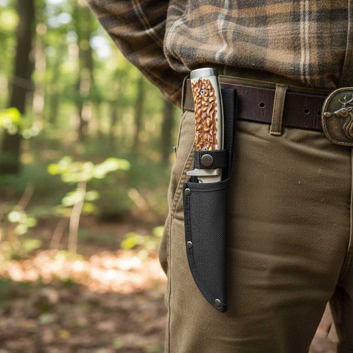 Nóż taktyczno myśliwski KANDAR Polska RÓG JELENIA Hunter poroże ND17