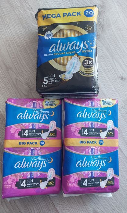 Podpaski Always platinum 4 i ultra secure night  5