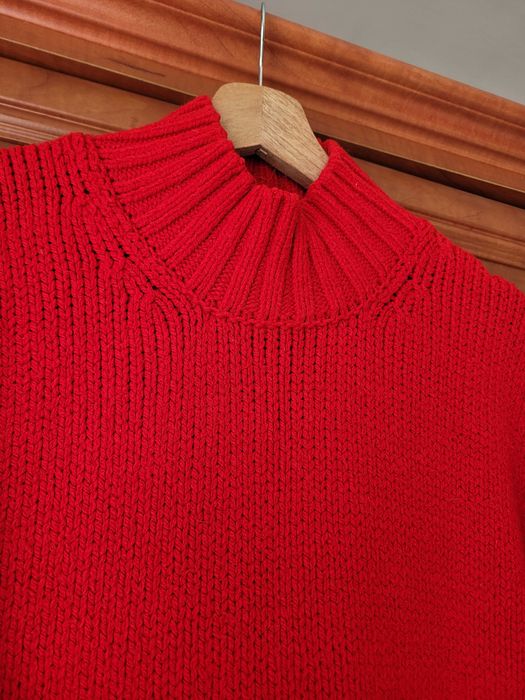 Sweter długi czerwony półgolf