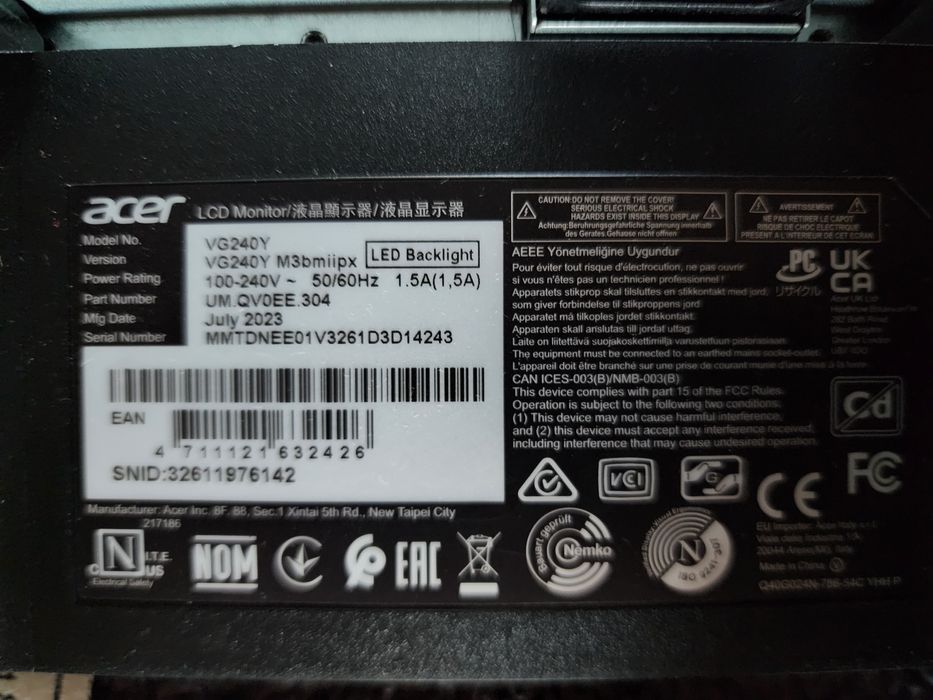 Монітор 23.8" Acer Nitro VG240YM3bmiipx (UM.QVOEE.304)