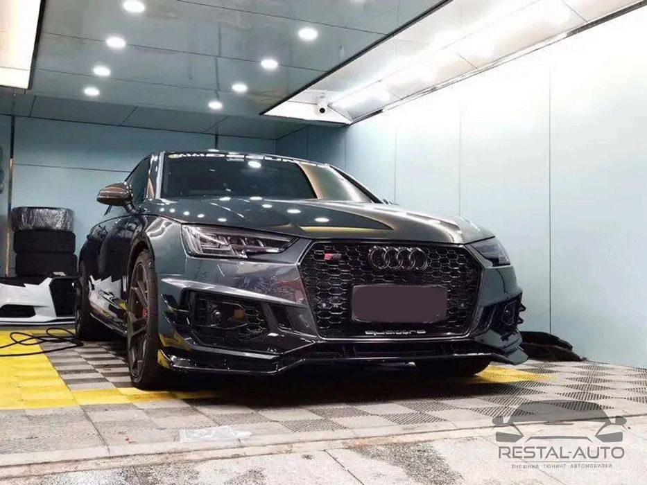 Передний бампер Audi A4 B9 2015-2019 год RSU в стиле RS4 Под радары