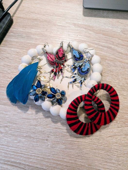 Kolczyki różowe wiszące Peru