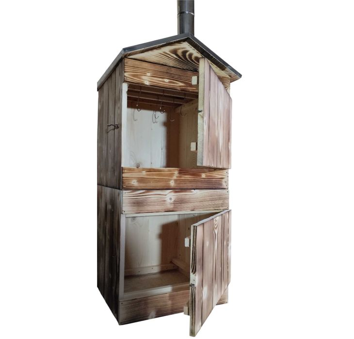 Wędzarnia drewniana ogrodowa dach i komin NIERDZEWNY 50x50X100