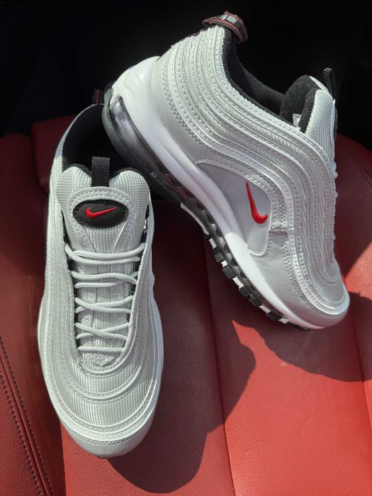 (БЕЗ ПЕРЕДОПЛАТИ) Nike Air Max 97 Grey Red найк аїр макс 97 сірі червоні кросівки
