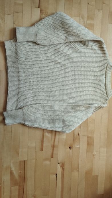 Sweter 100% wełna ecru maślany M L