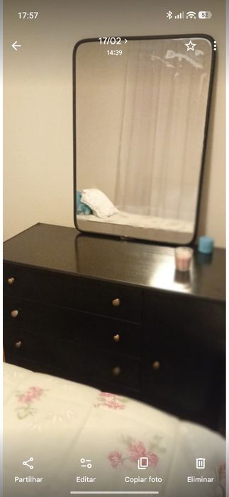 Quarto de casal completo – Cama 140x200 com arrumação + colchão + cómo