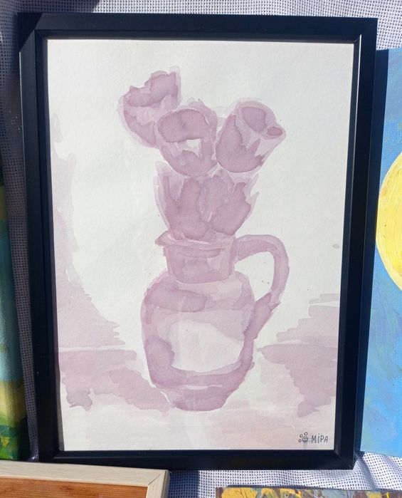 Картина вином "Тюльпани" у рамці