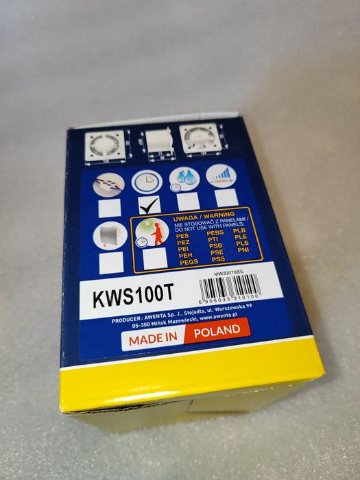 Zestaw NOWE wiatrak wentylator do łazienki 100 System+ Awenta korpus