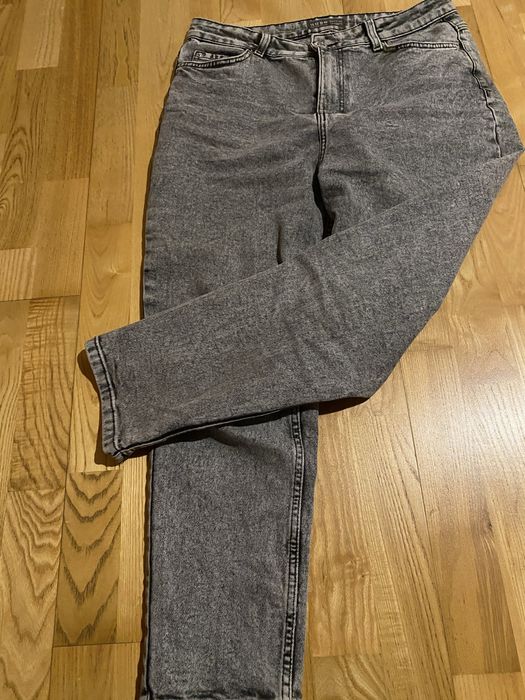 Szare jeansy damskie wysoki stan xl