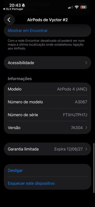 Air pods 4 usado 1x com garantia
