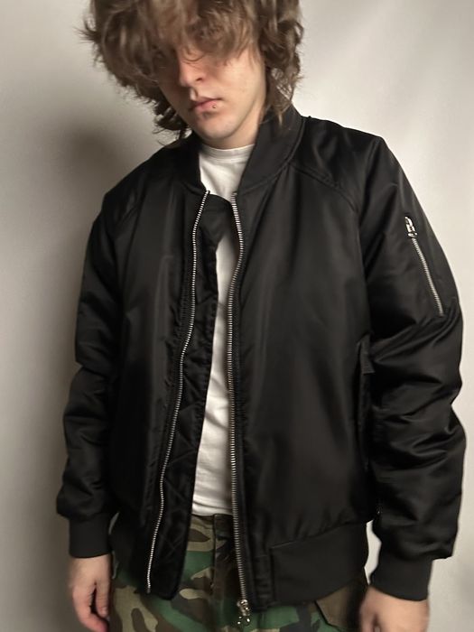куртка бомбер теплая осеннаяя alpha industries ma-1 чорная осінн — zdjęcie 4