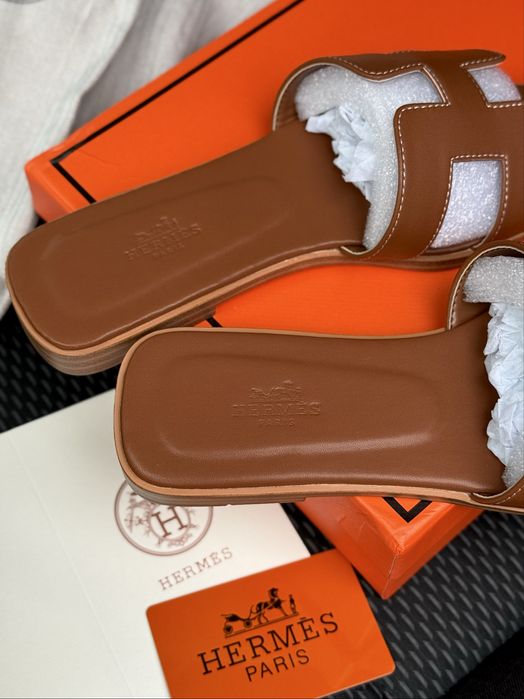 Шльопанці Hermes коричневі (37-40)