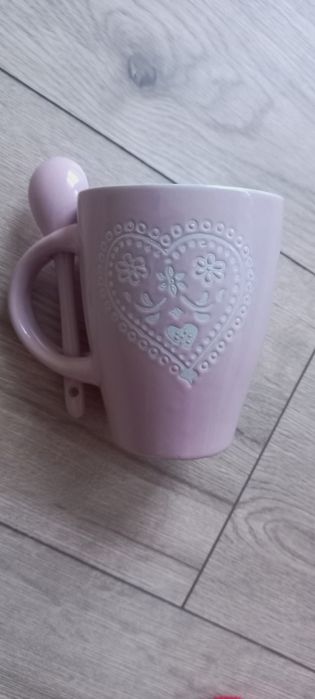 Kubek ceramiczny z łyżeczką