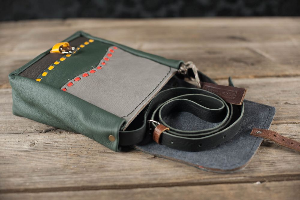 torebka unikatowa patchwork szara zieleń