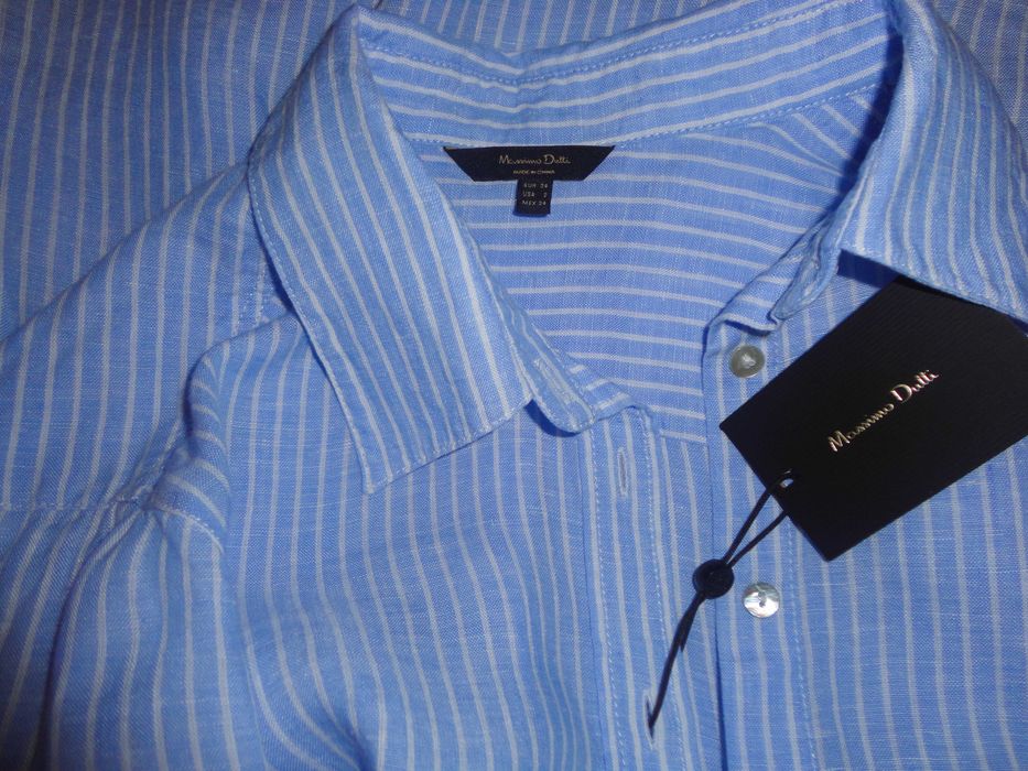 Camisa riscas 100% linho Massimo Dutti