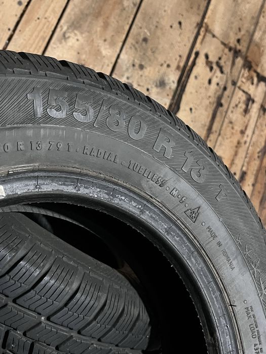 4 opony zimowe Barum Polaris 3 - 155/80 R13 - komplet, bardzo dobry stan bieżnika, 2012