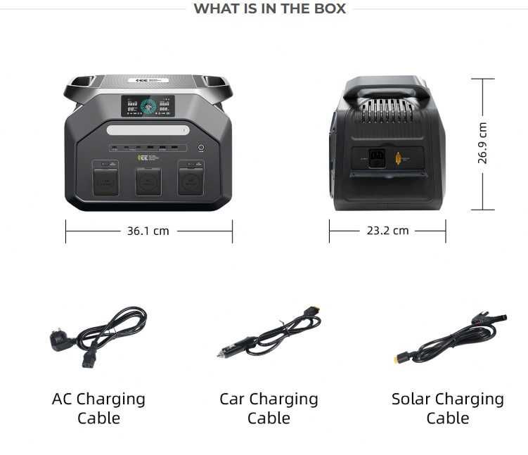 Estação Energia Solar IEETek 1800W/3600W MPPT 500W 1024Wh BT e WI-FI