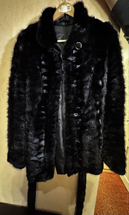Норкова шуба із шматочків, стан супер. Розмір S