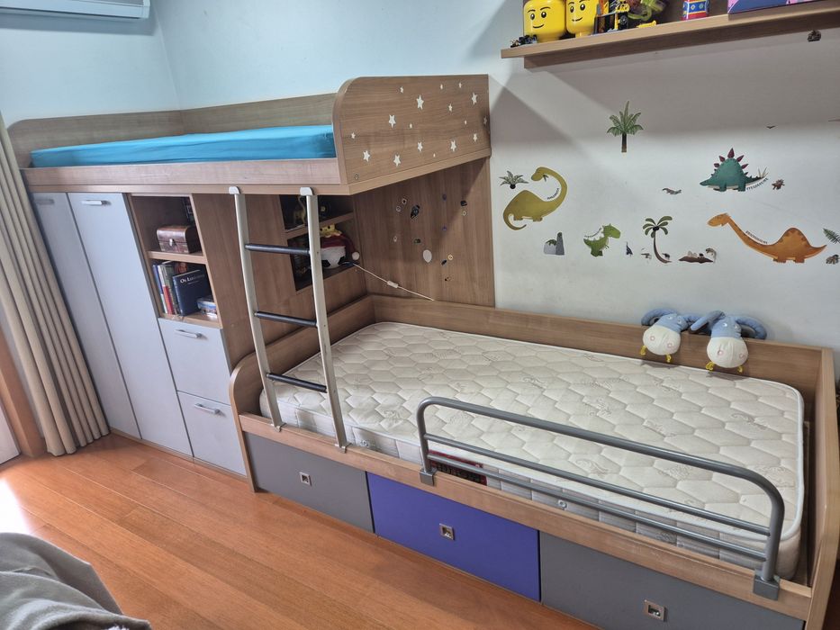 Cama beliche 1,90x90 com colchões