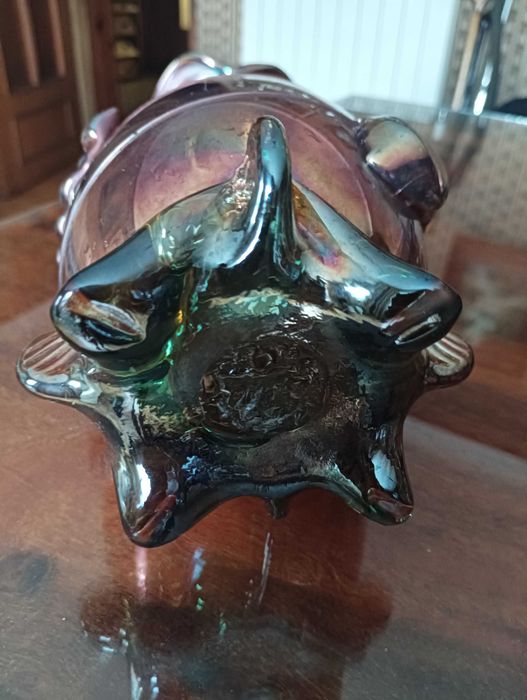 Wazon Carnival glass, iryzowany vintage