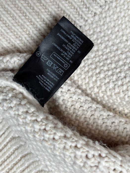 H&M kremowy śmietankowy sweter oversize splot warkocz XL