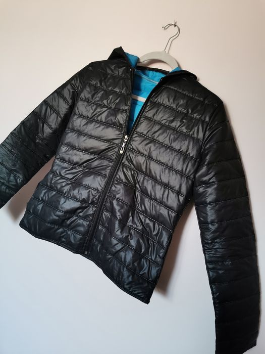 Kurtka pikowana lekka czarna z kapturem kaptur 36 S vintage boho retro