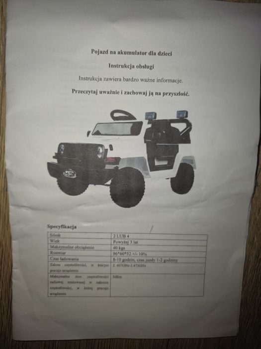 Samochód na akumulator Jeep 12v auto elektryczne dla dzieci