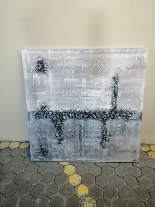 Quadro branco 78x78 +vários panos bordados