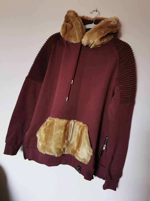 Gentry Garb bluza burgundowa bordowa miś teddy plusz brązowa 44 46 XXL