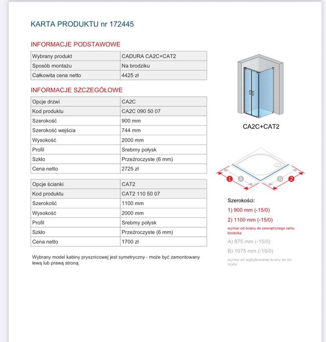 Nowa kabina prysznicowa SanSwiss