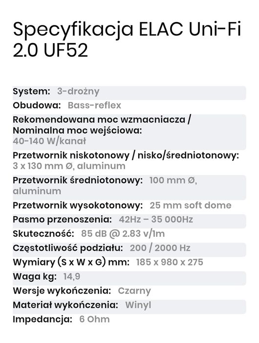 Kolumny Elac Uni-Fi 2.0 UF52 Para Nowe