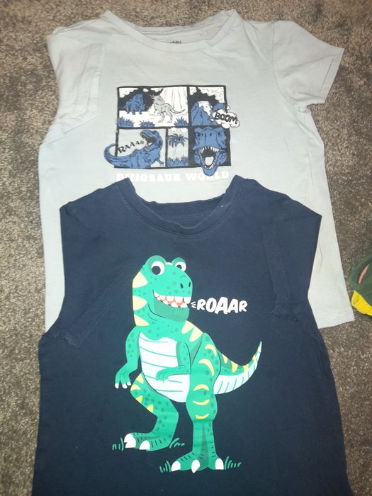 Podkoszulki chlopiece 110 koparka, dinozaury