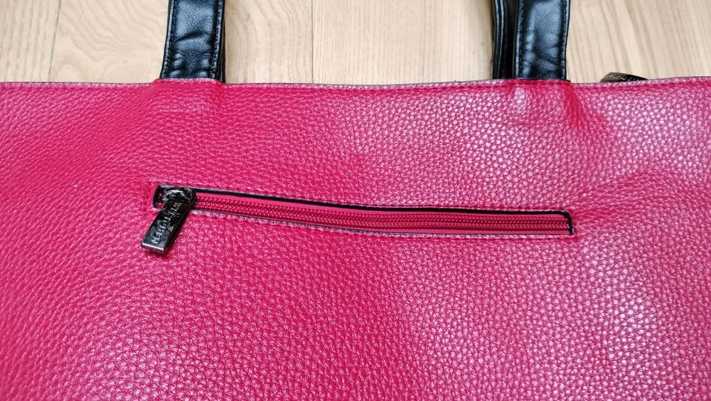 Wittchen Damska shopperka z ekoskóry czerwono czarna