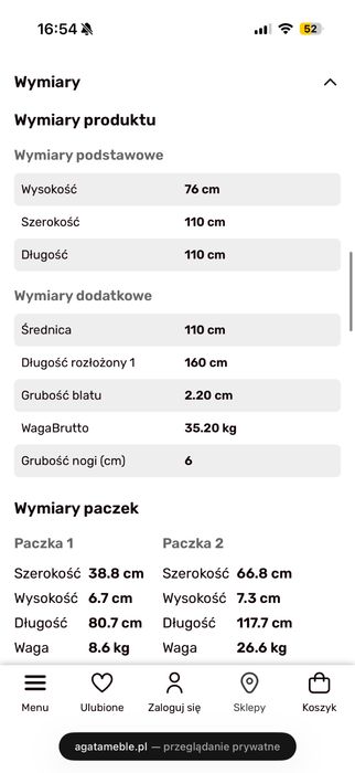 Stół okragły biały rozkładany