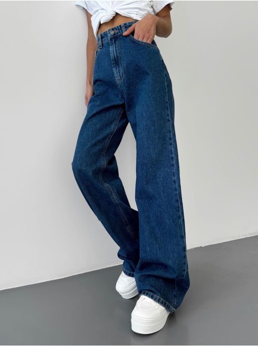 Широкі джинси темно сині