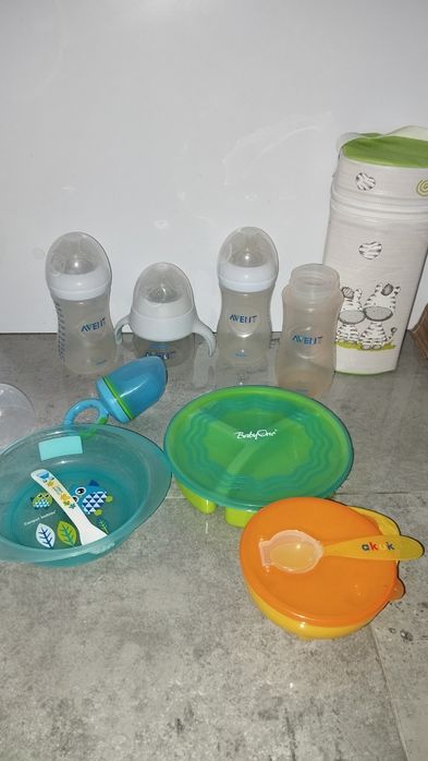 Butelki Avent, termos, miseczki zestaw