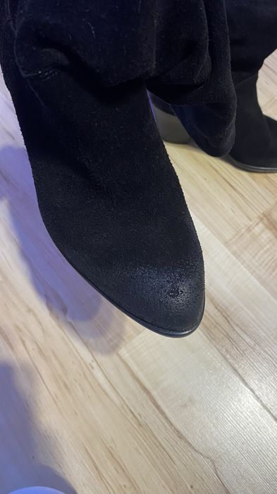 Buty kozaki botki kowbojki czarne marszczone damskie 37