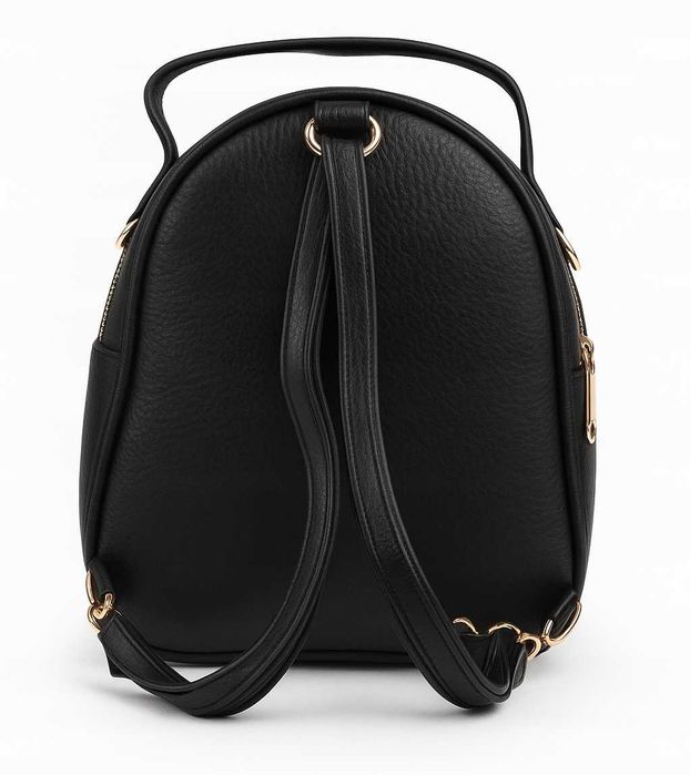 Plecak Damski Miejski Czarny Skórzany Mały Stylowy Na Zamek Pszczoła