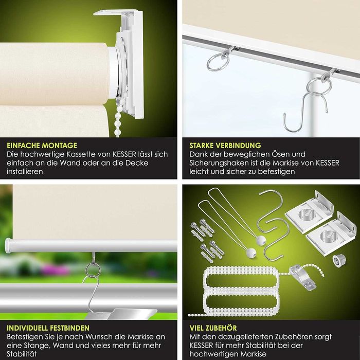 Nowa markiza balkonowa / ochrona KESSER / 140x240 / roleta !4384!