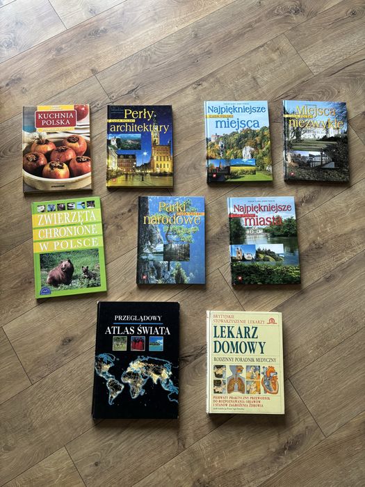 Atlas świata + Lekarz domowy + różne książki