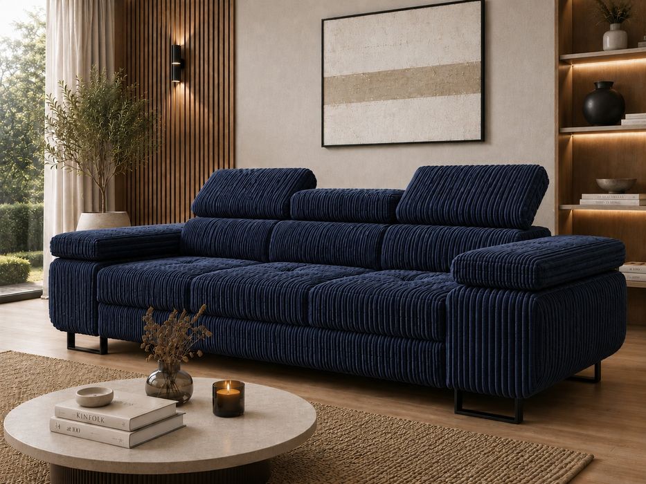 Sofa rozkładana prosto od producenta regulowane zaglowki sztruka funkcja spania