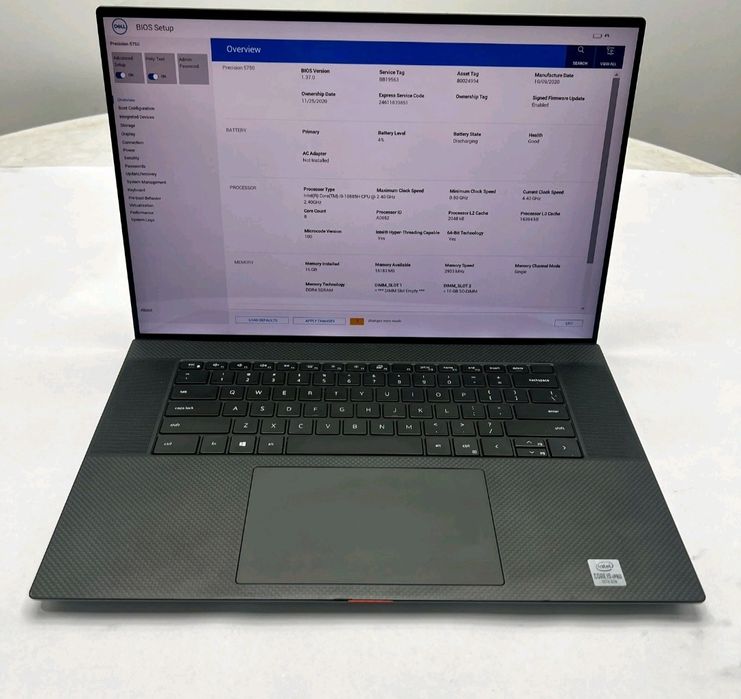 Dell Precision 5750 i9-10885H, NVi Quadro RTX 3000, 4K сенсор 16GB