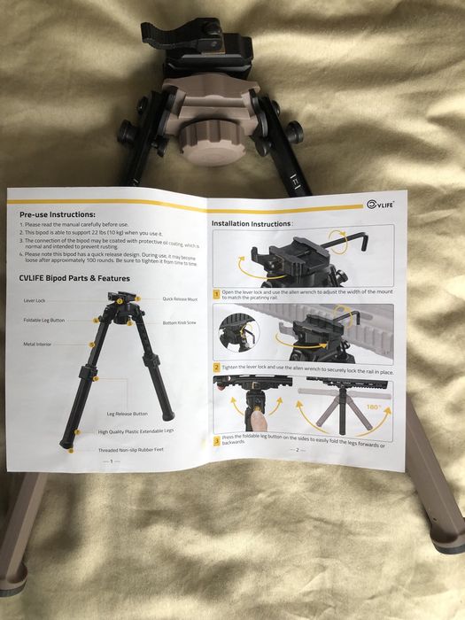 Сошки Швидкоз'ємні CVLIFE TACTICAL PICATINNY SINCE 2005 вага 408грам.
