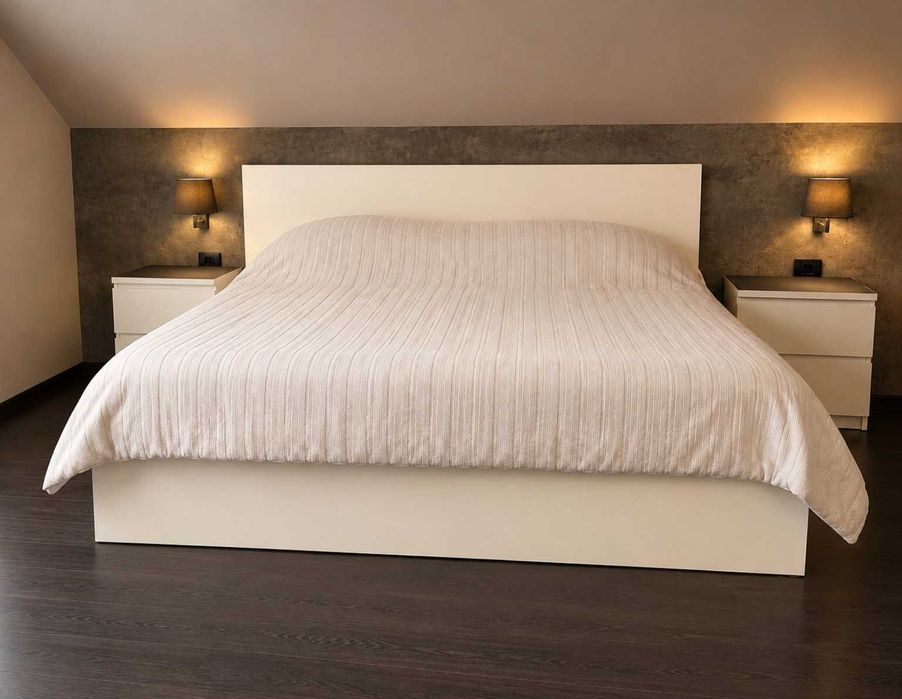 Łóżko IKEA MALM 160×200 cm + materac IKEA – białe