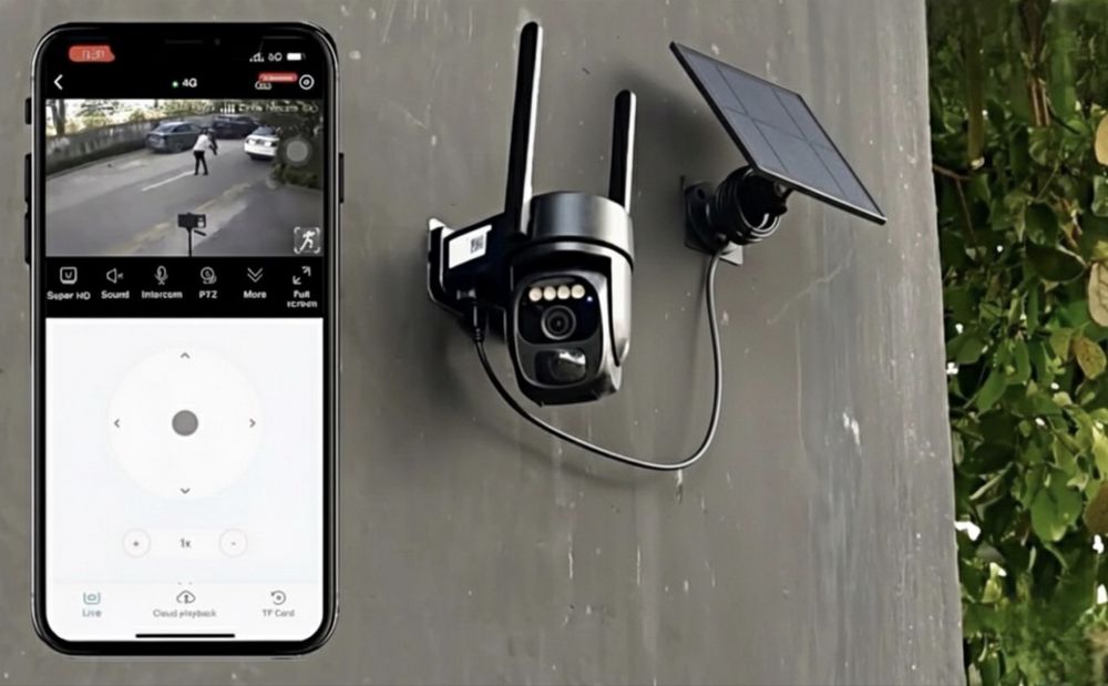 Câmera + Painel Solar | Para cartões de dados móveis - Visão noturna