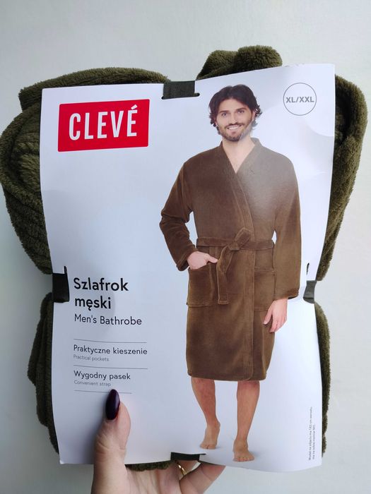 Szlafrok męski Cleve miękki puszysty XL XXL khaki 871