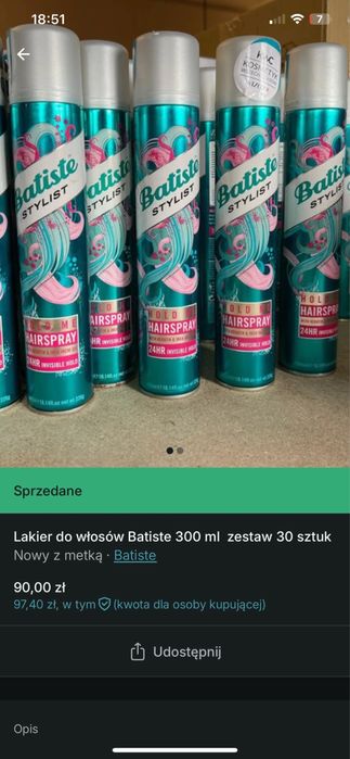 Lakier do wlosow 30 szt