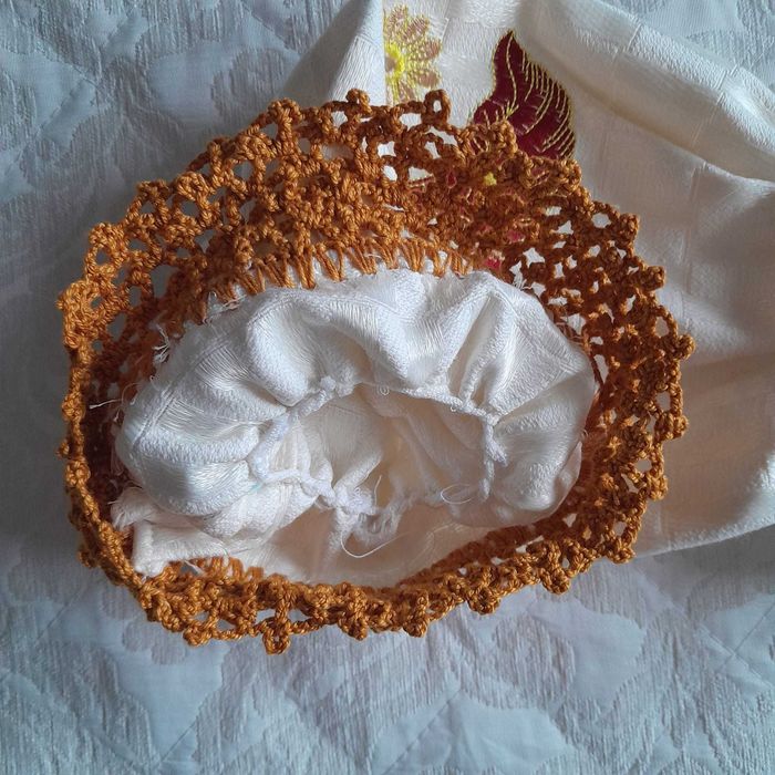 Puxa-Sacos em Tecido Grosso com Renda Feita à Mão (45x18 cm)