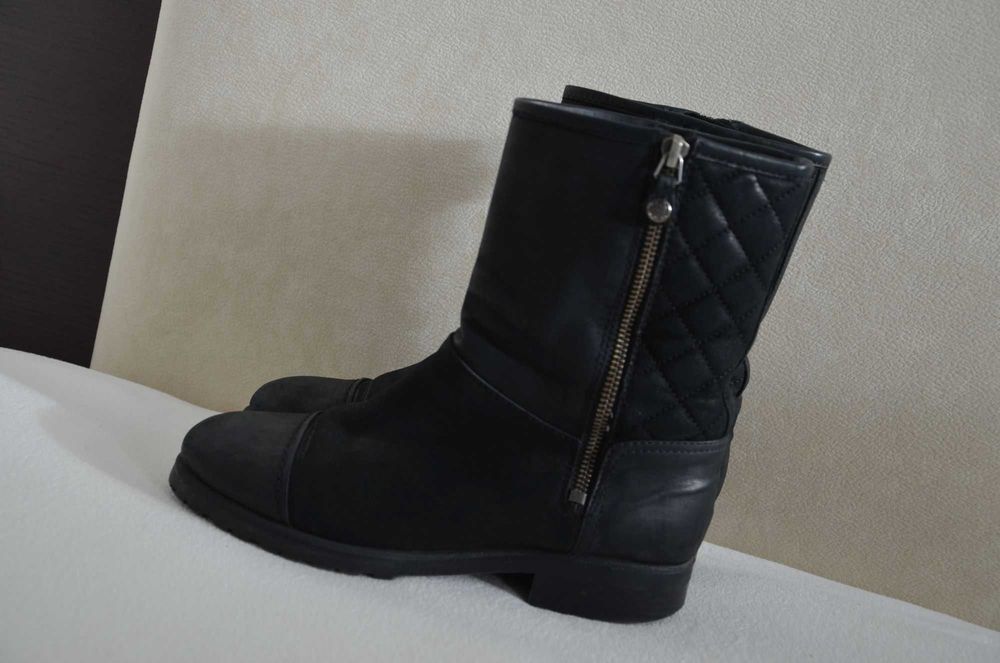 GEOX kozaki trzewiki botki damskie czarne skóra 37,5 24 cm