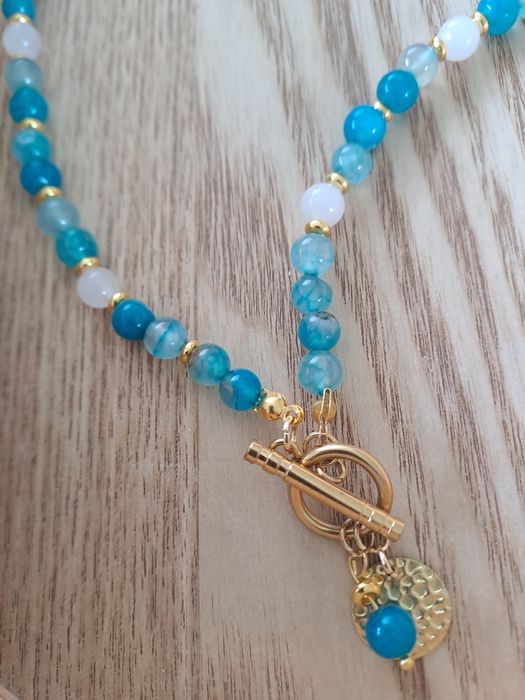 Nowy naszyjnik  z niebieskozielonego agatu